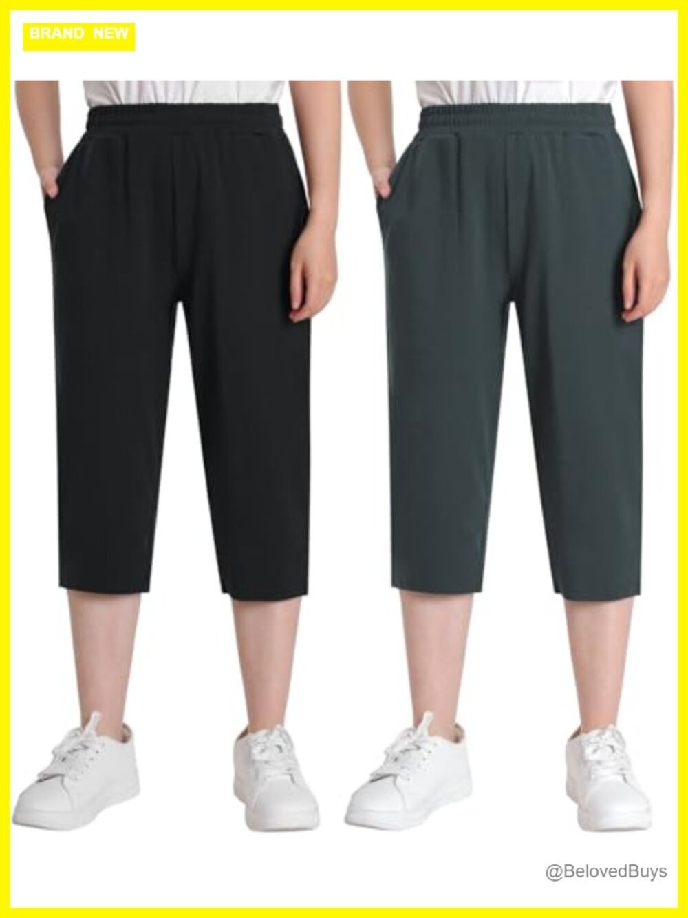 Petite Capri Pants 2 Pack Pull-On with Pockets 16.3" Inseam